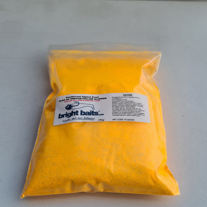 Powdercoating Impact Proof - FLUO UV - Orange/Yellow - Glimmer